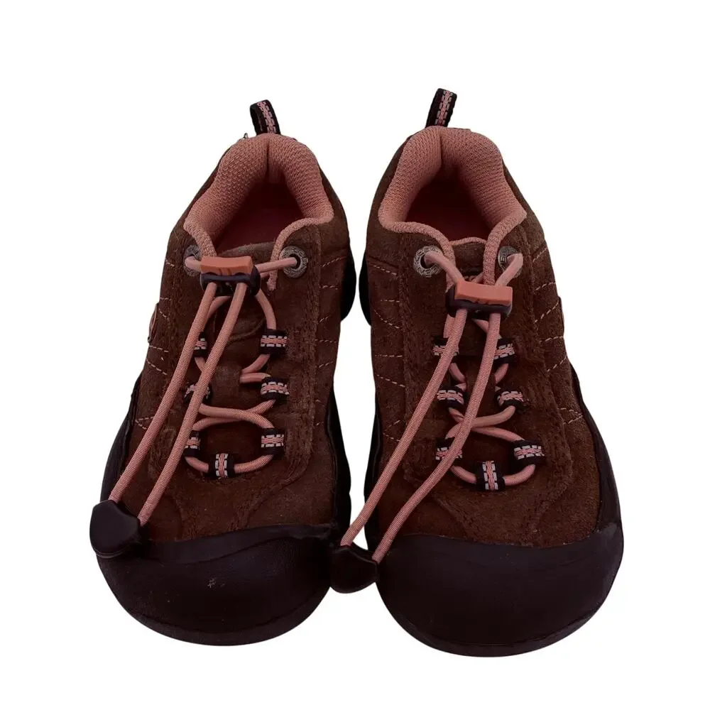 Keen Kids Brown & Pink Leather Hiking Shoes Size 12
